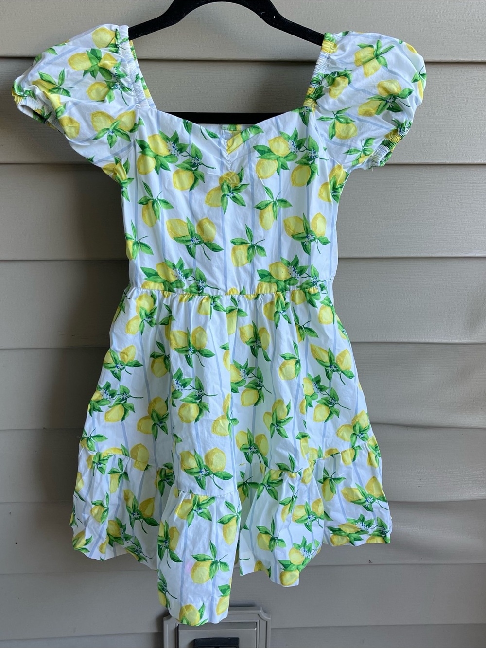 Janie And Jack Lemon Dress Girls Tiered Size 8 White Yellow Summer